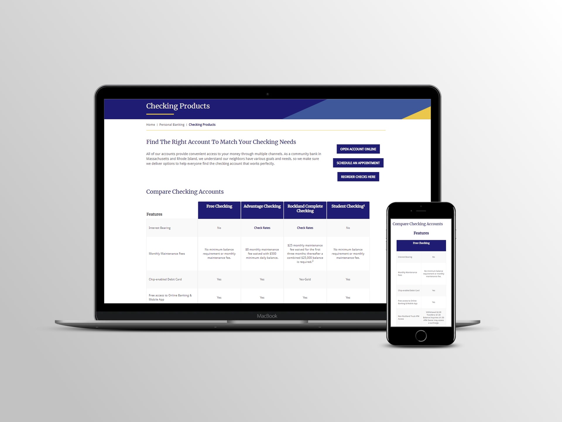 checking products responsive table desktop and mobile mockup