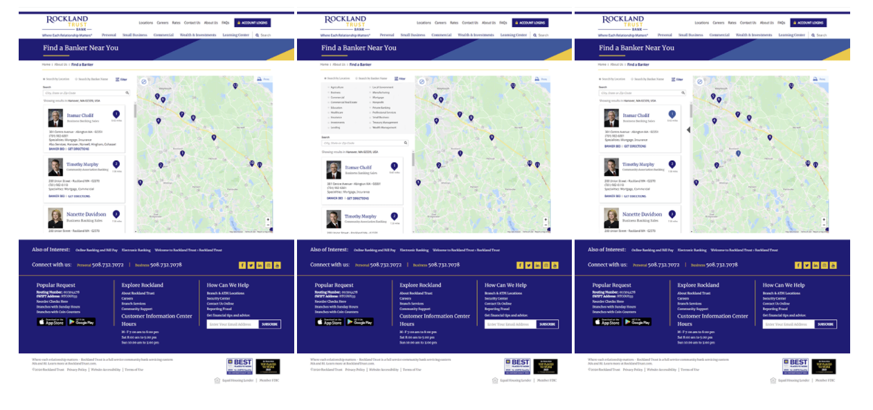 Portfolio Find a Banker Search Locator RSB  Design